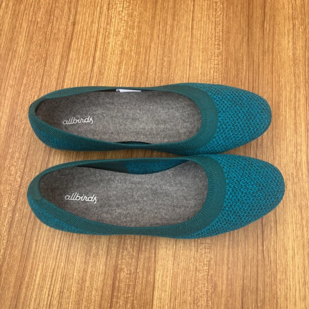 Allbirds Tree Breezers Flat Womens 11 Teal Marine Blue Knit Ballet Shoes